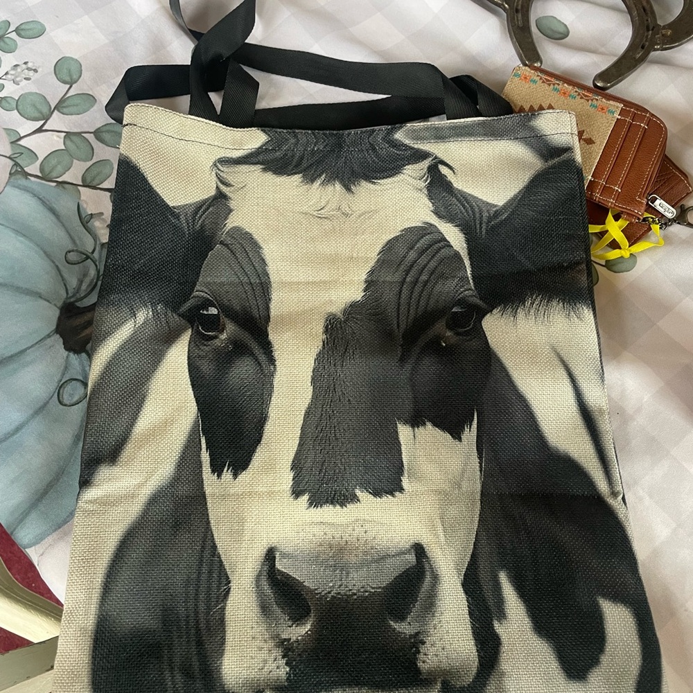 Black and White Cow Print Tote Bag